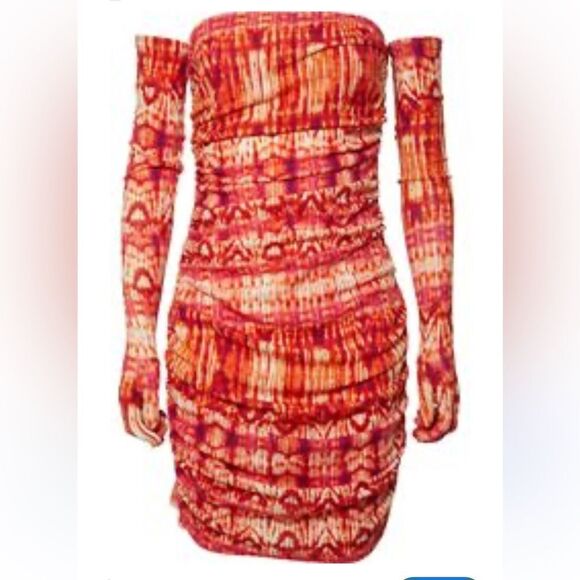 MISCREANTS London Cupid dress ruched mini with gloves strapless party Revolve 8 - Picture 1 of 9